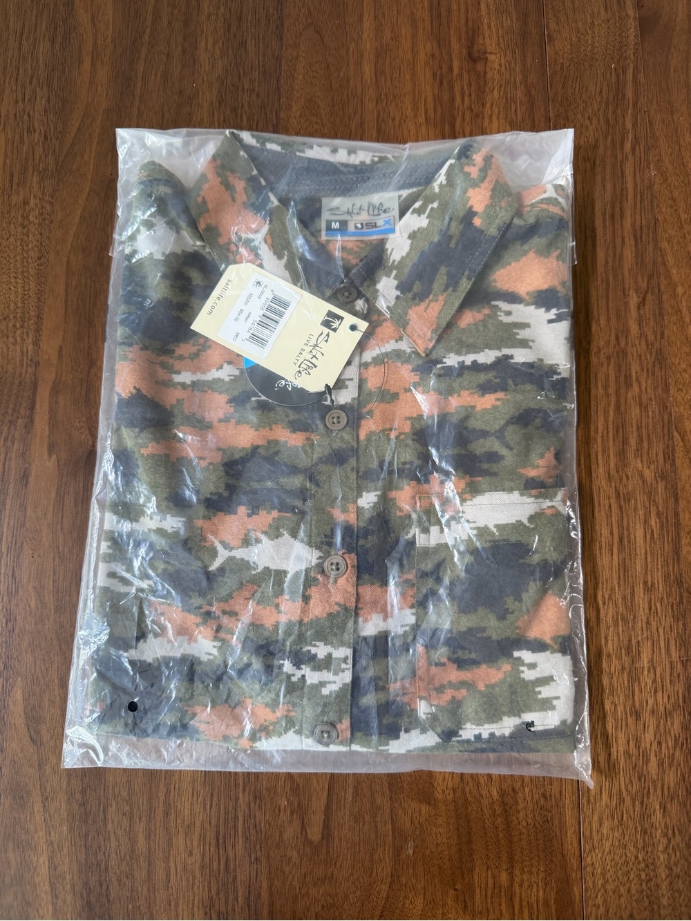 Salt Life Men's Camo Flannel Shirt - Olive, Rust, Gray